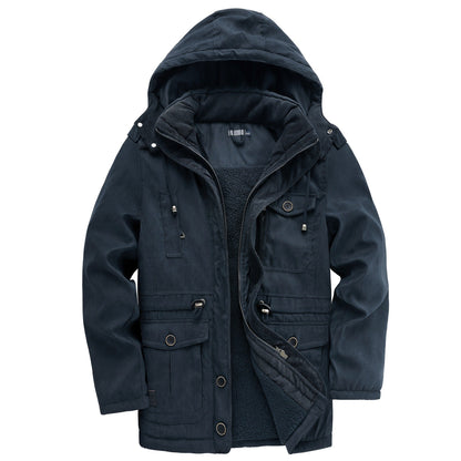 Warm Fleece Hooded Corduroy Jacket - Nocini