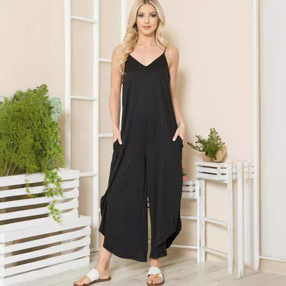 Loose Fit Women's Sleeveless Jumpsuit with Pockets - Nocini