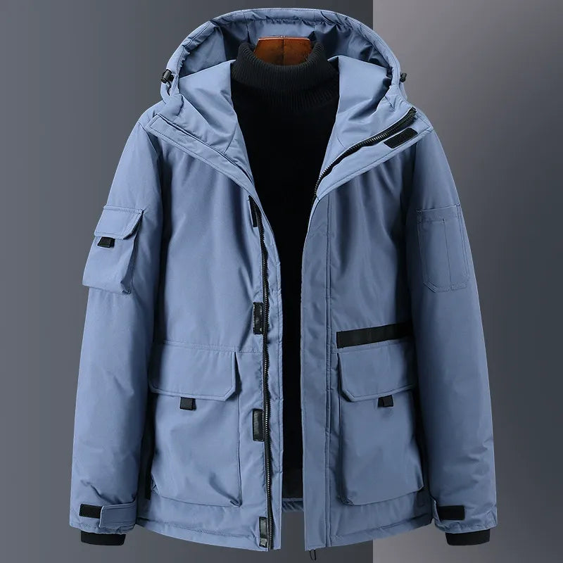 Warm Waterproof Mens Parka Coat with Hood and Pockets - Nocini