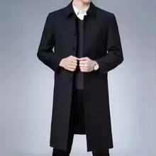 Slim Fit Mens Wool Overcoat with Button Front - Nocini