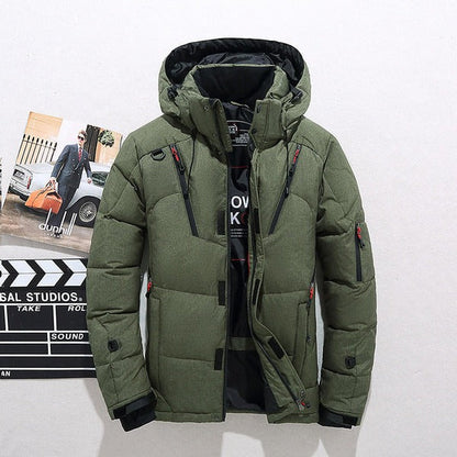 Warm Men's Puffer Jacket with Adjustable Hood