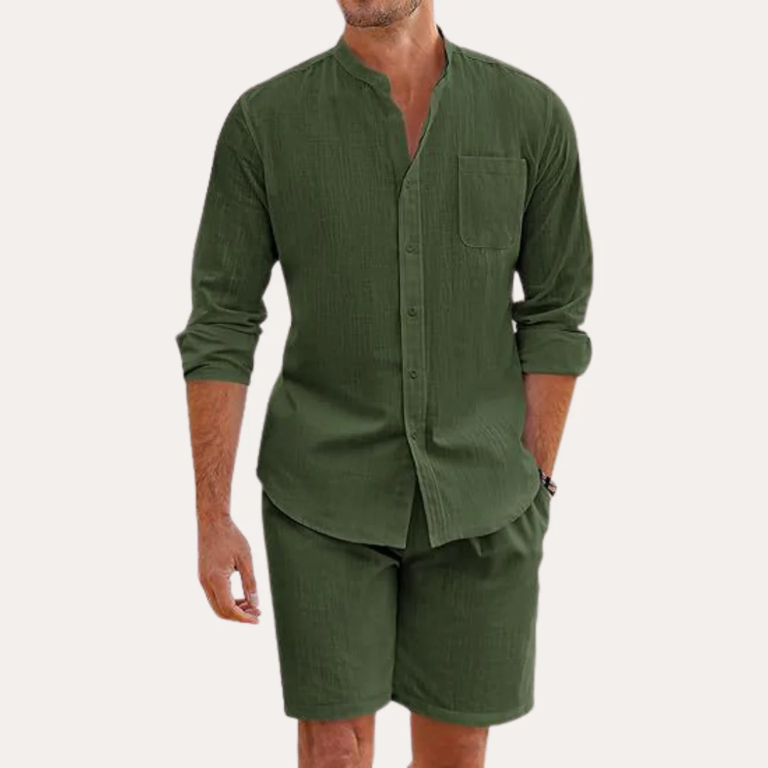Lightweight Summer Mens Linen Shirt Set