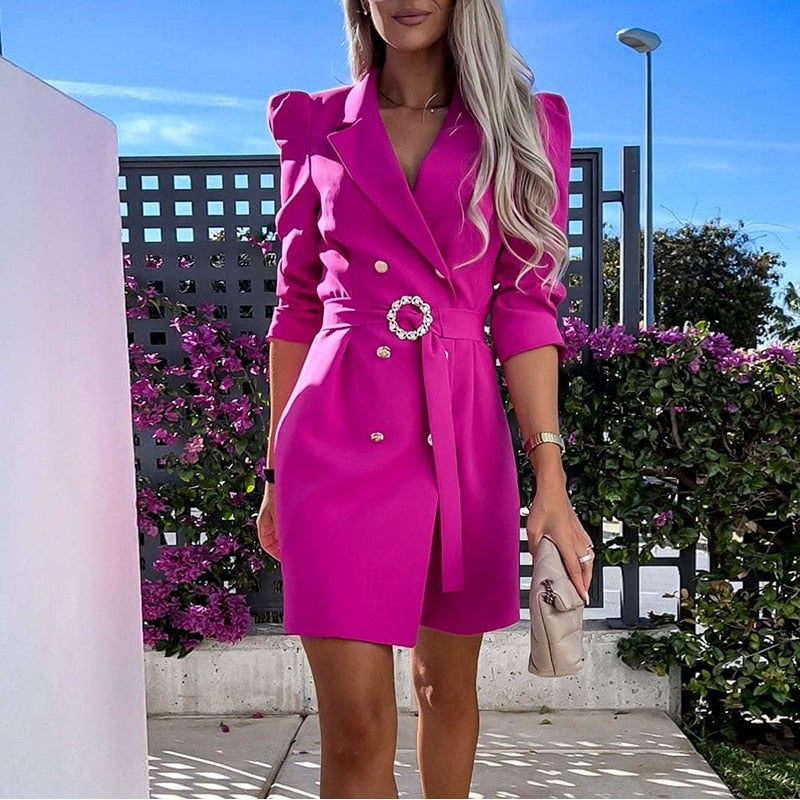 Womens Fitted Waistline Blazer Dress