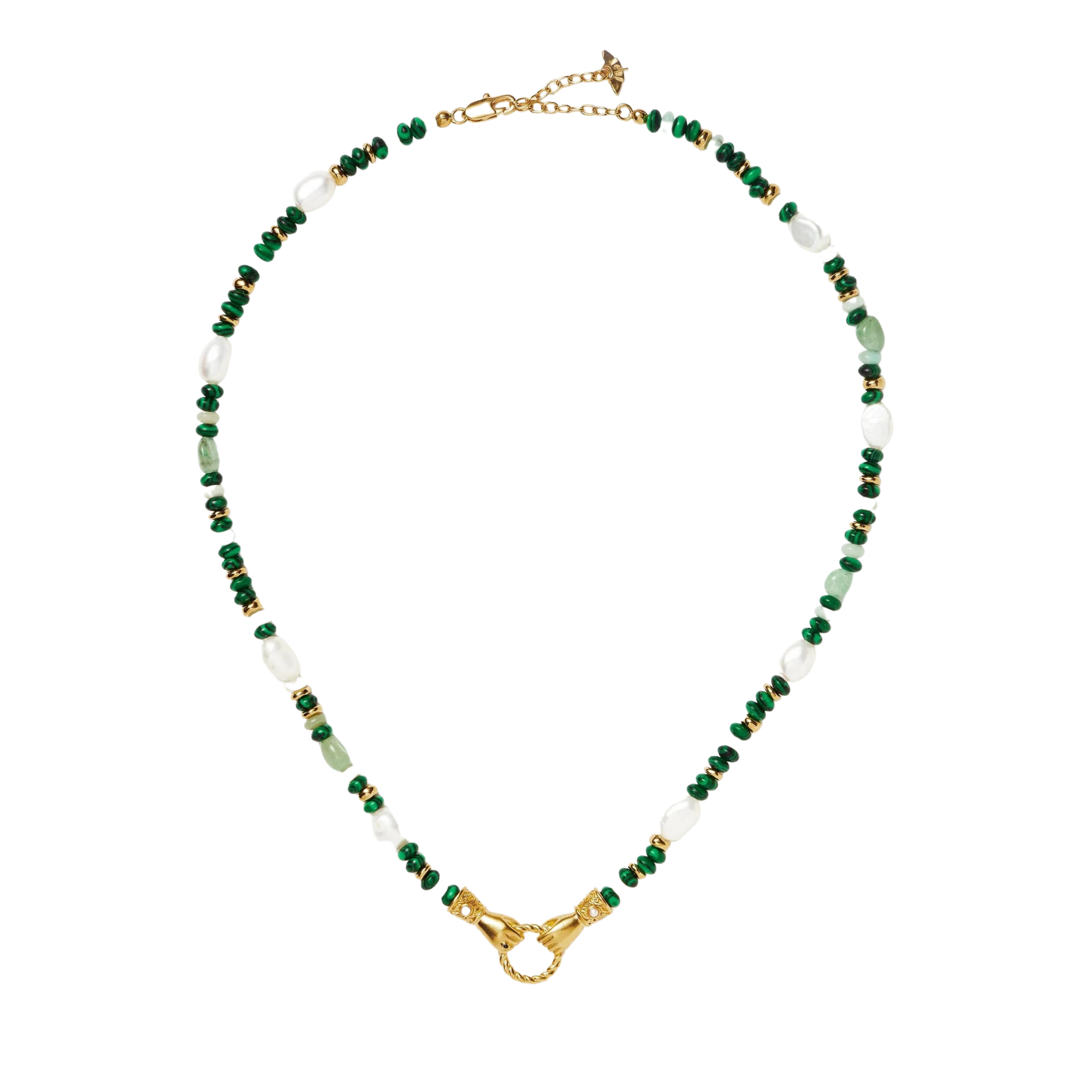 Elegant Beaded Gem Stone 925 Silver Necklace - Pexav