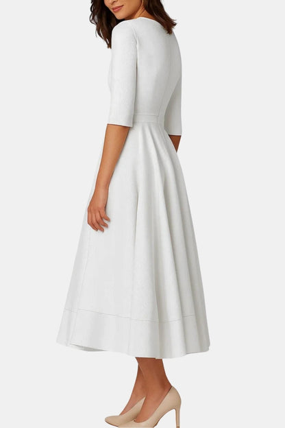 Image of Irene | Women's V-Neck A-Line Midi Dress