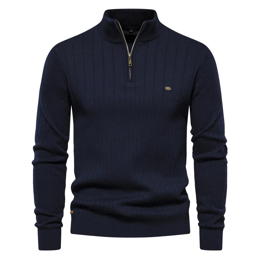 Men's Fitted Crew Neck Sweater - Olytrend