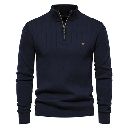 Men's Fitted Crew Neck Sweater - Olytrend