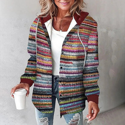 Ladies Plaid Hoodie Coat