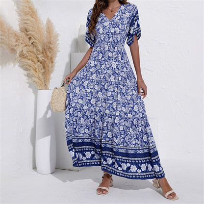 Chic Floral V-Neck Summer Maxi Dress For Women