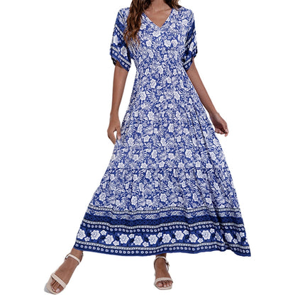 Chic Floral V-Neck Summer Maxi Dress For Women