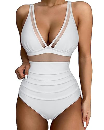 Women's Swimsuit - Slim Fit - Low V-Neck - Breathable Design