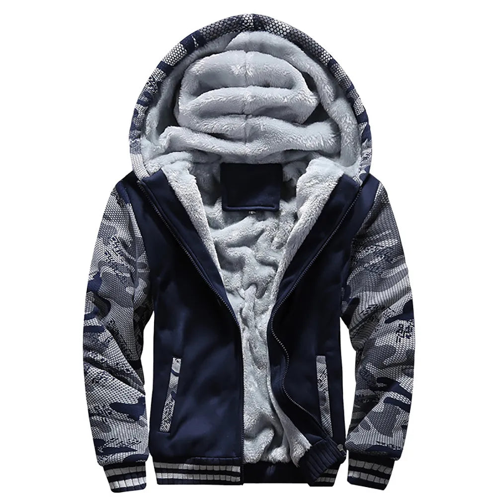 Thick Men's Winter Hoodie for Cold Weather Comfort - Pexav