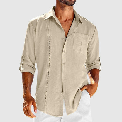 Casual Embroidered Button Down Dress Shirt - Nocini