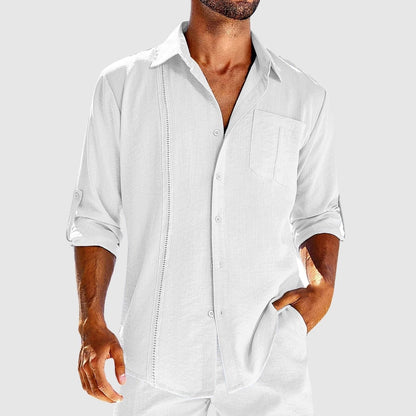Casual Embroidered Button Down Dress Shirt