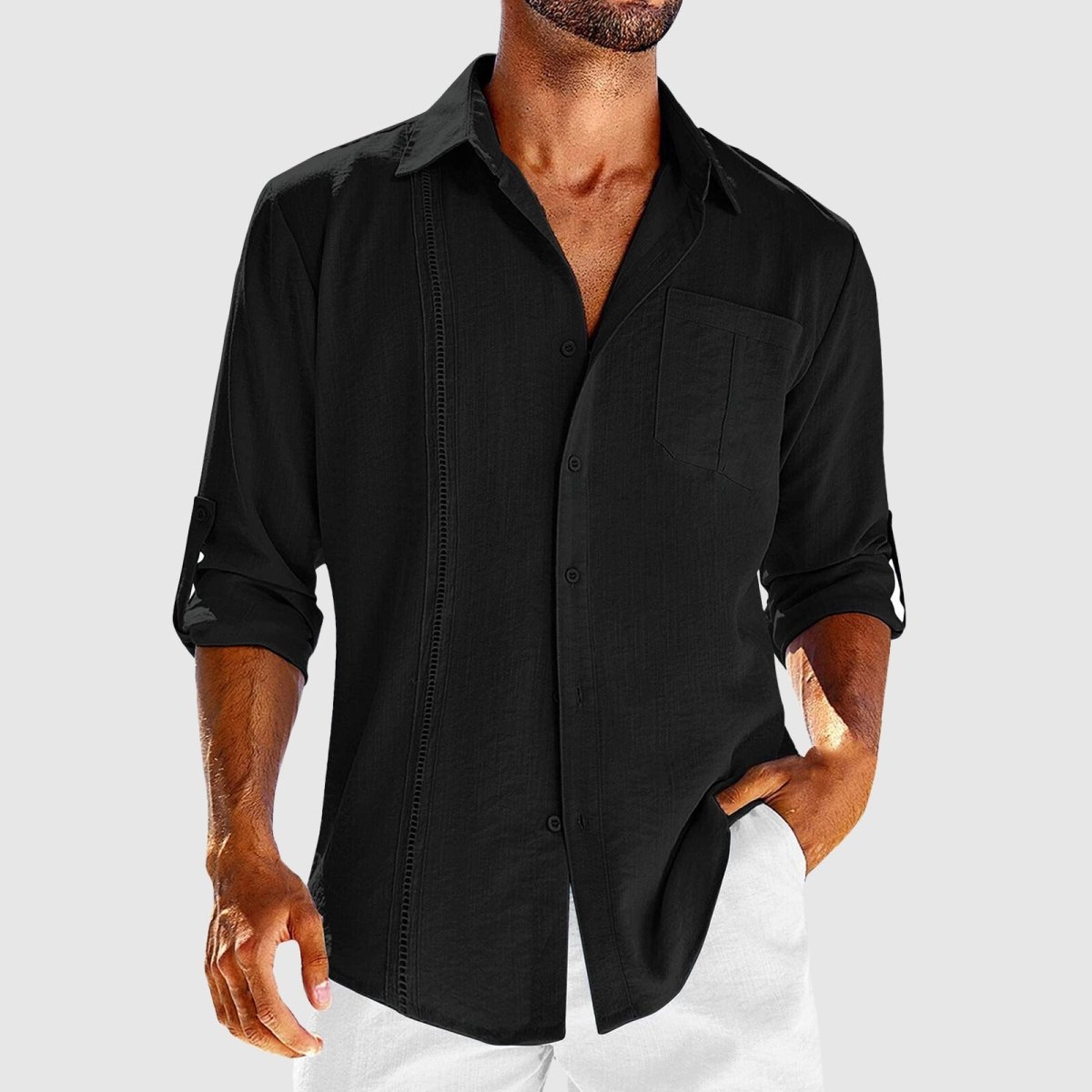 Casual Embroidered Button Down Dress Shirt