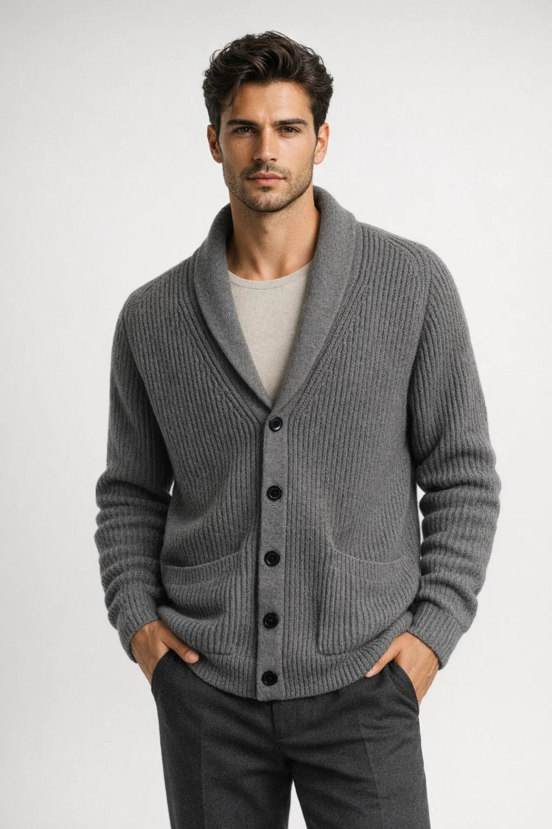 Men's Classic Crew Neck Sweater Cardigan - Olytrend