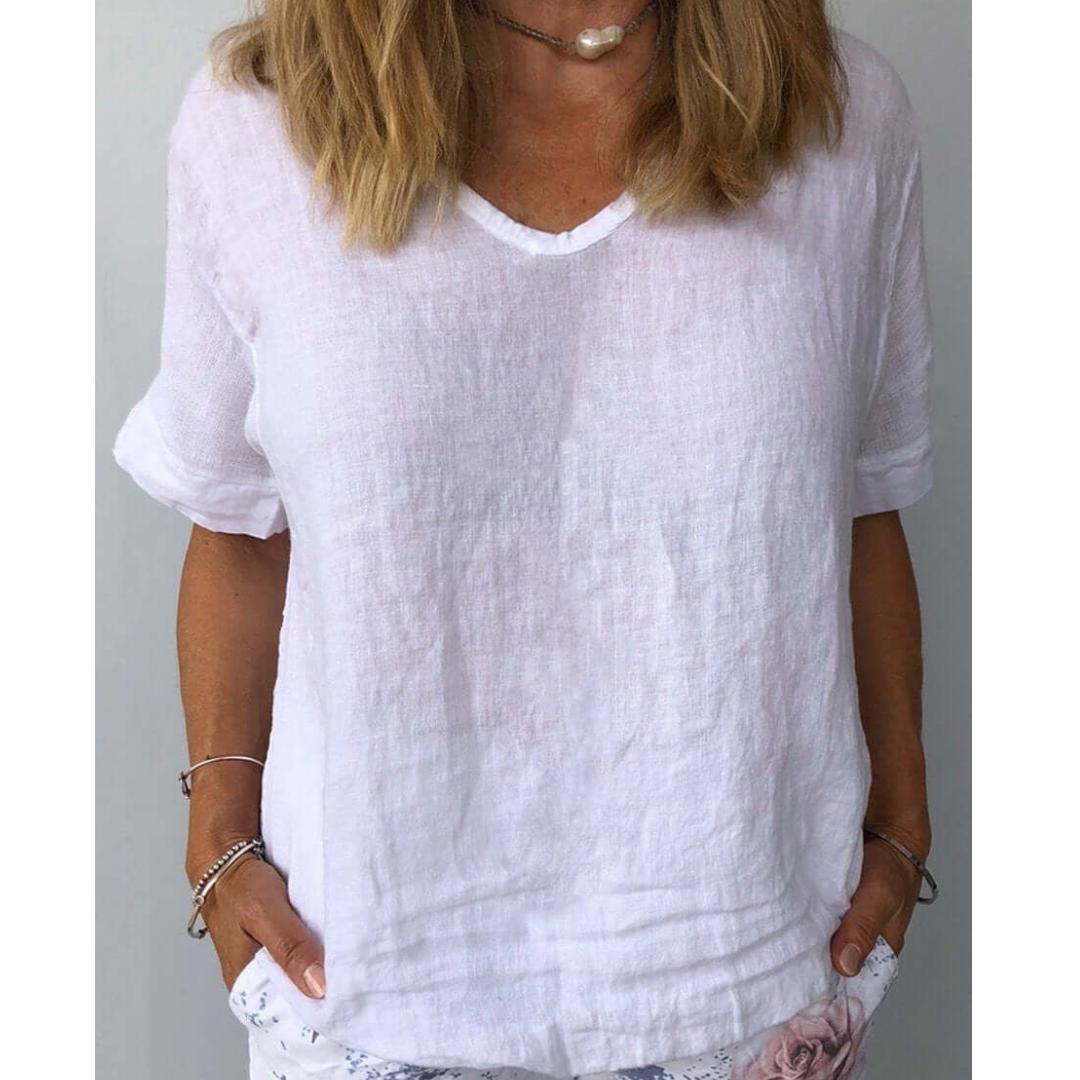 Casual Women's Loose Fit Short Sleeve Blouse - Olytrend