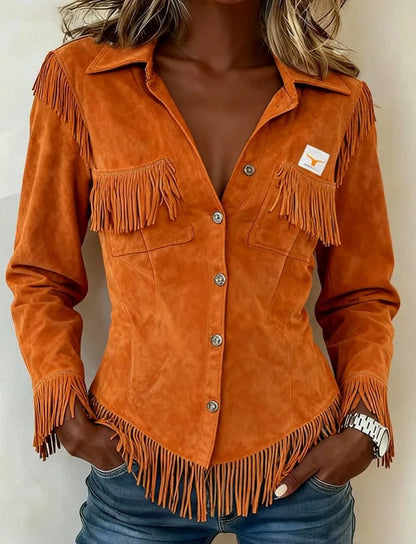 Floral Ruffled Women's Long Sleeve Shirt - Olytrend