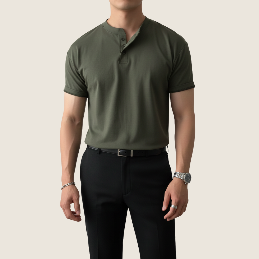 Casual Men's Short Sleeve Henley Tee Shirt - Olytrend
