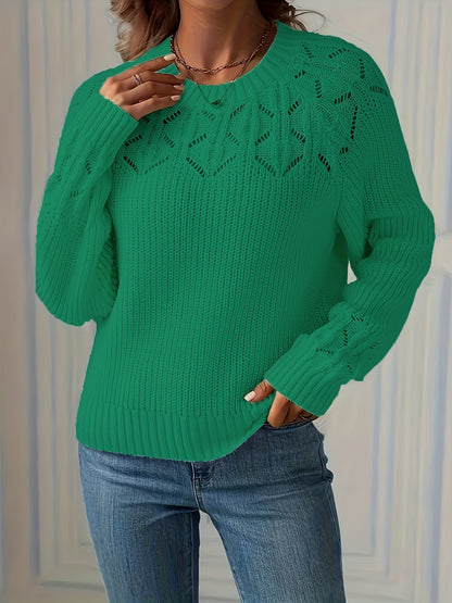 Soft Women's Crew Neck Long Sweater - Olytrend