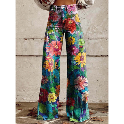 Ladies Elegant Trousers - Floral & Geometric Patterns