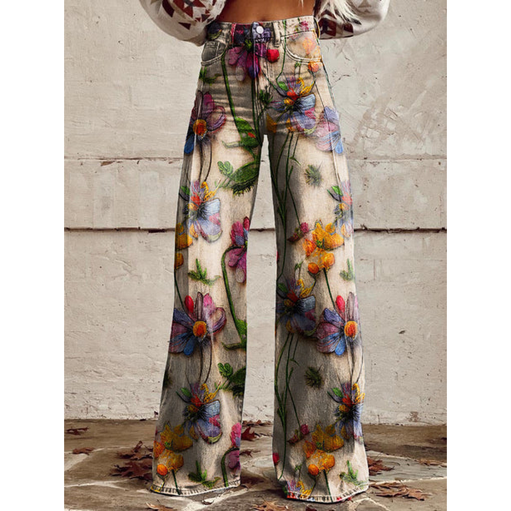 Ladies Elegant Trousers - Floral & Geometric Patterns