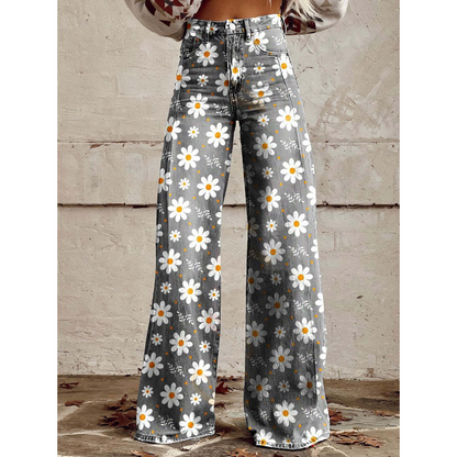 Ladies Elegant Trousers - Floral & Geometric Patterns - Olytrend