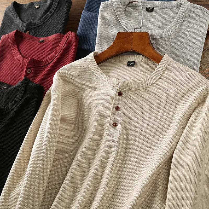 Image of Jeff | Men's Long Sleeve Henley T-Shirt
