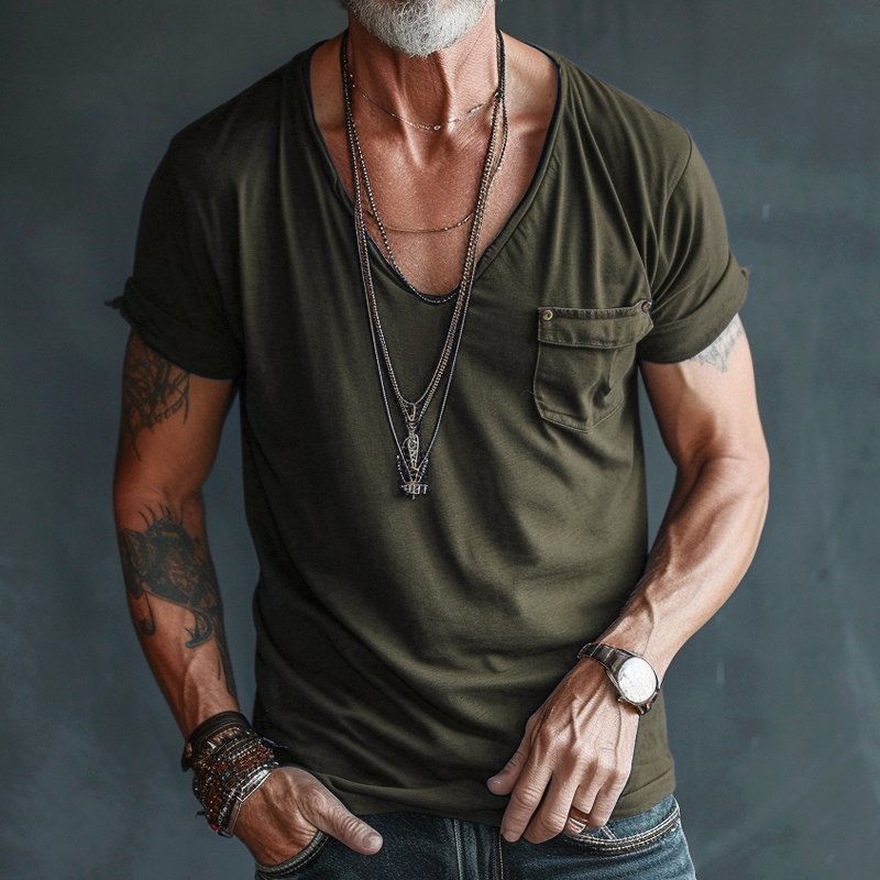 Image of Jeffrey | Men's V-Neck Pocket T-Shirt