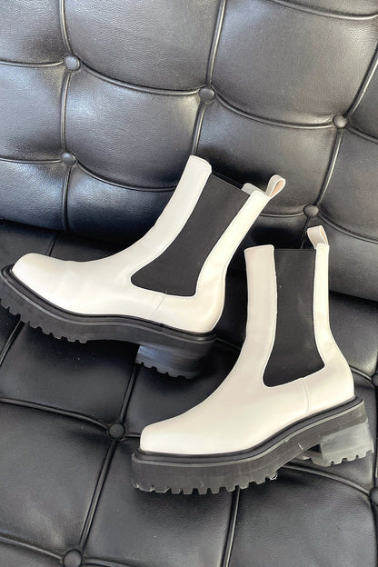 Ladies Dual Color Low Heel Boots