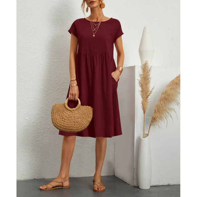 Jersey Summer Dress - Livia-Bordeaux red-S-Nora Luxe