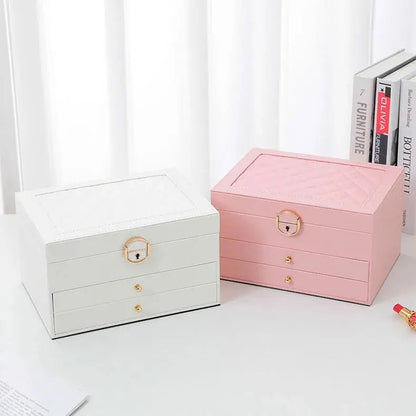 Jewellery box with multiple layers and velvet interior – Maeva-Dark green-The Livary