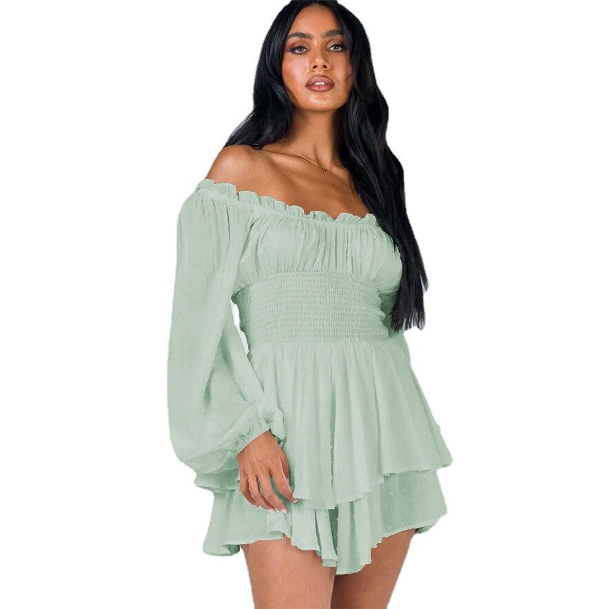 Chic Female Cold Shoulder Short Dress - Olytrend
