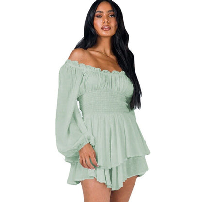Chic Female Cold Shoulder Short Dress - Olytrend