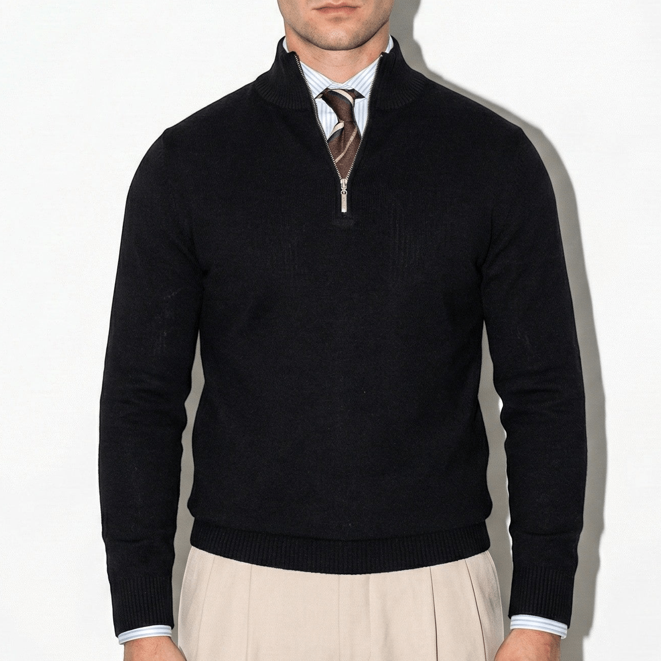 Casual Men's Quarter Zip Fleece Sweater - Olytrend