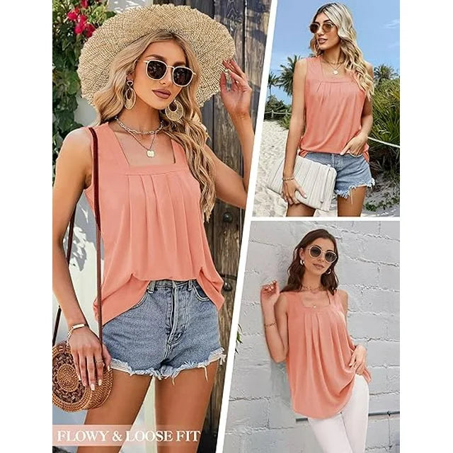 Trendy Tank Top with Square Neckline