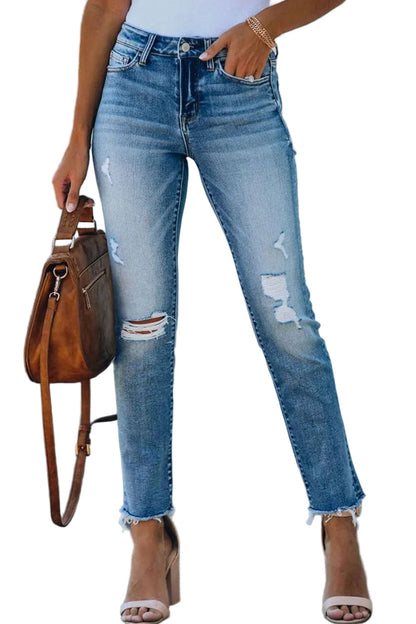 Trendy Ripped Skinny Women's Jeans - Olytrend