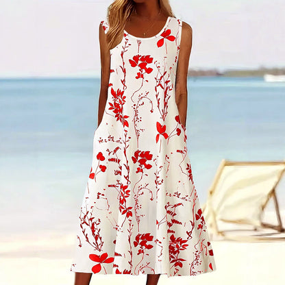 Image of Jolene | Women's Sleeveless A-Line Midi Dress