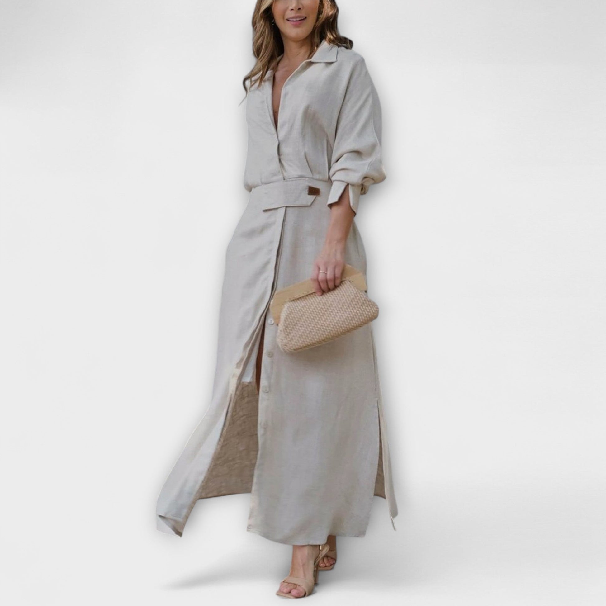 Elegant V Neck Evening Maxi Dress - Nocini