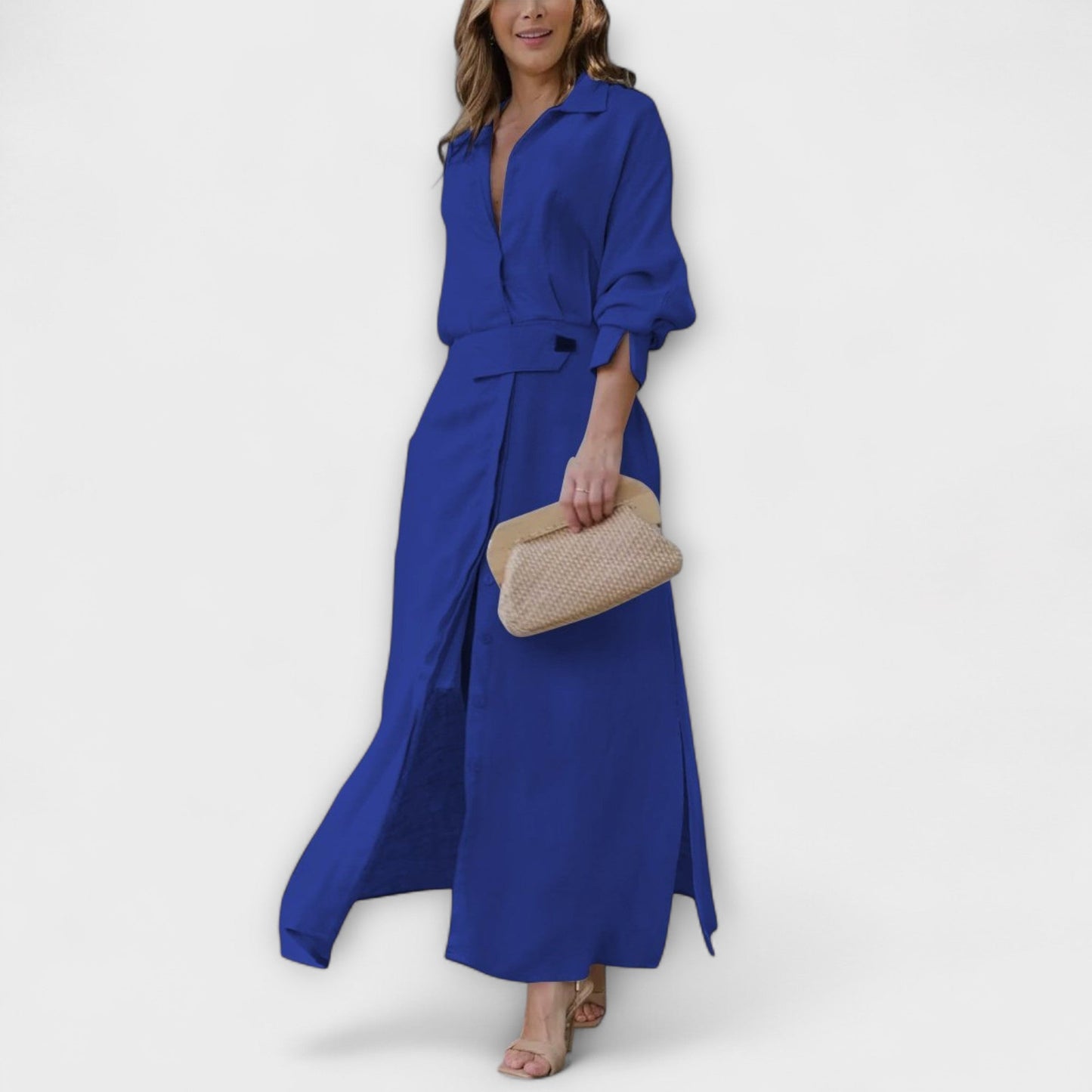 Elegant V Neck Evening Maxi Dress