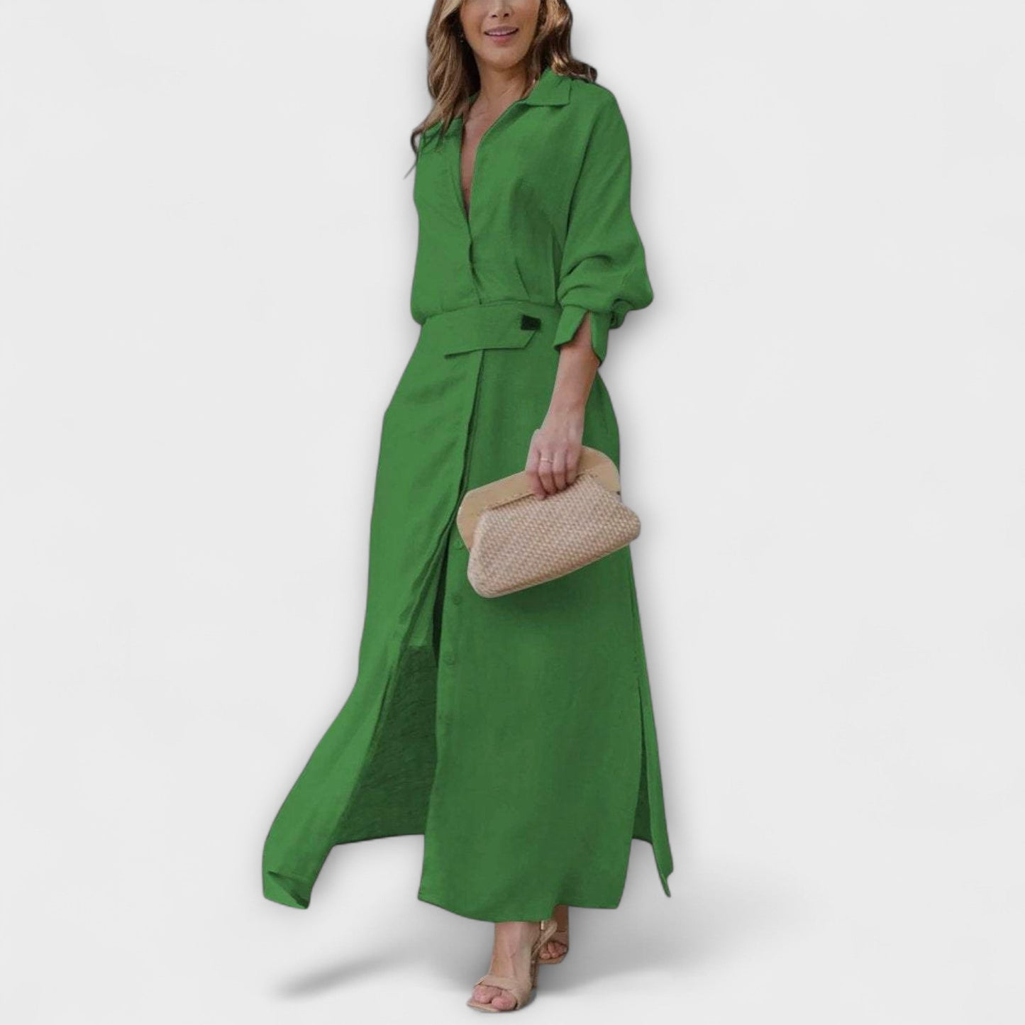 Elegant V Neck Evening Maxi Dress