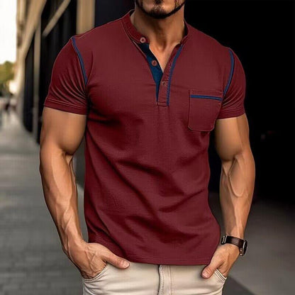 Relaxed Fit Men's Classic Henley Tee Shirt