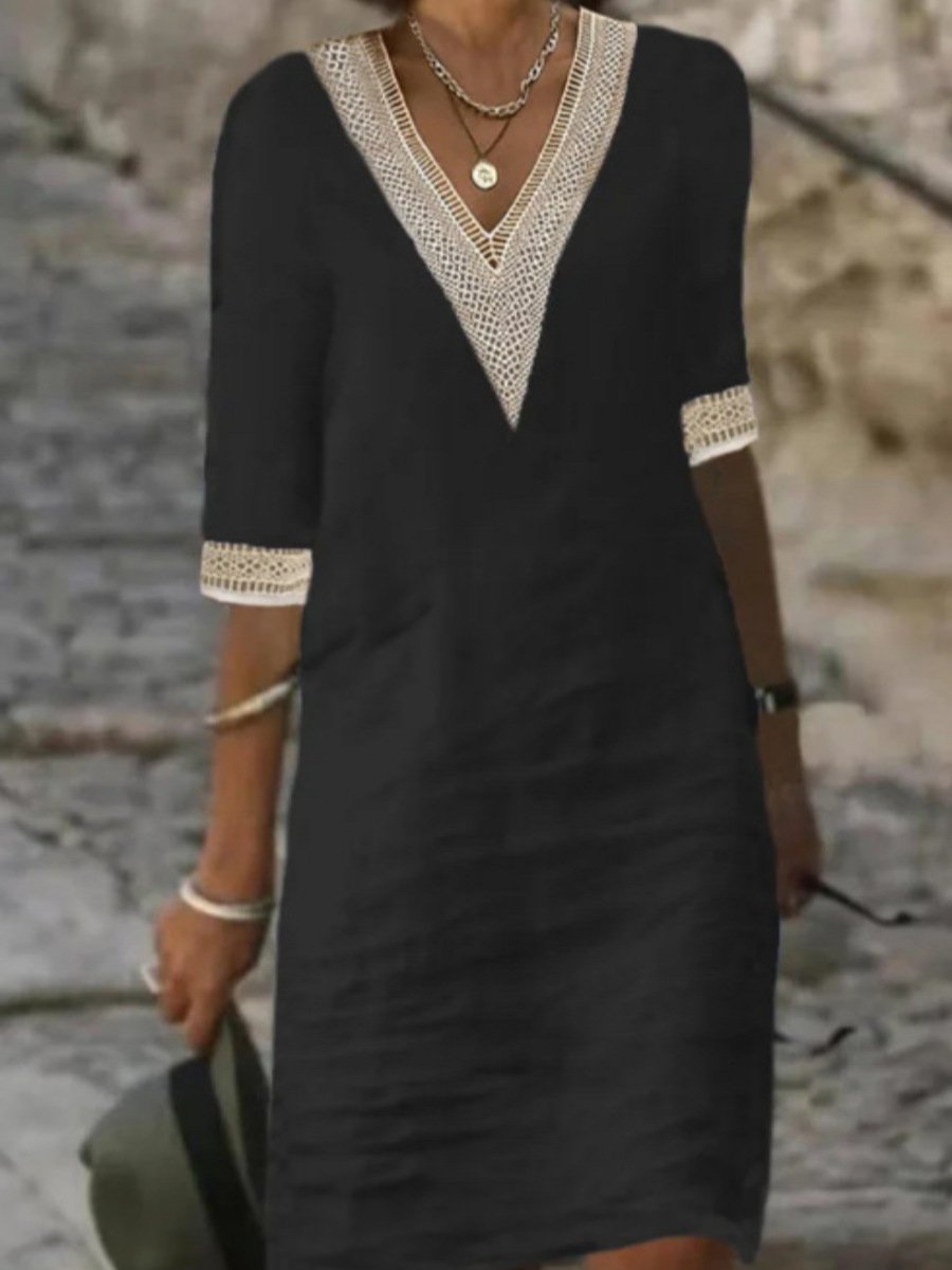 Relaxed Fit Summer Dress with Lace Detail