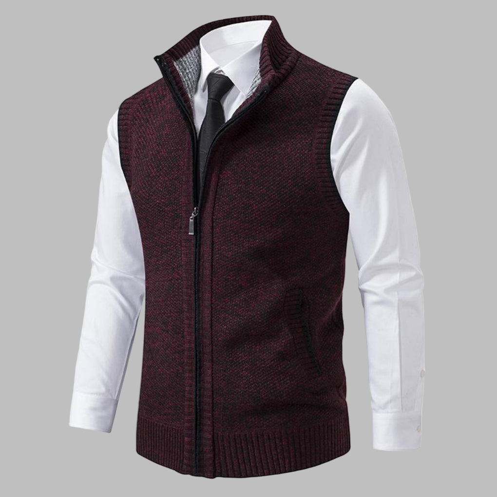Men's Warm Crew Neck Zipper Vest