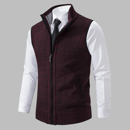 Men's Warm Crew Neck Zipper Vest