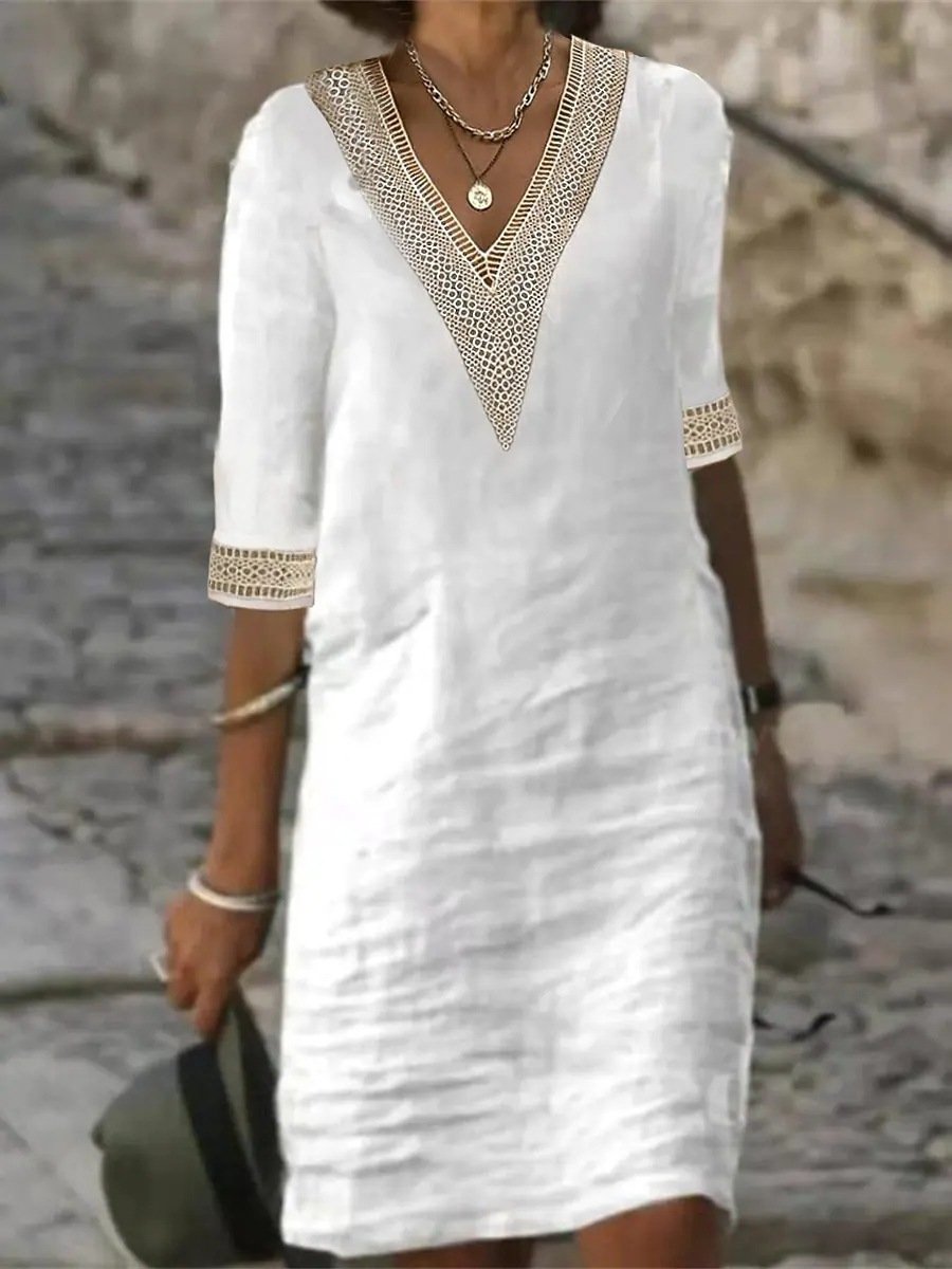 Relaxed Fit Summer Dress with Lace Detail