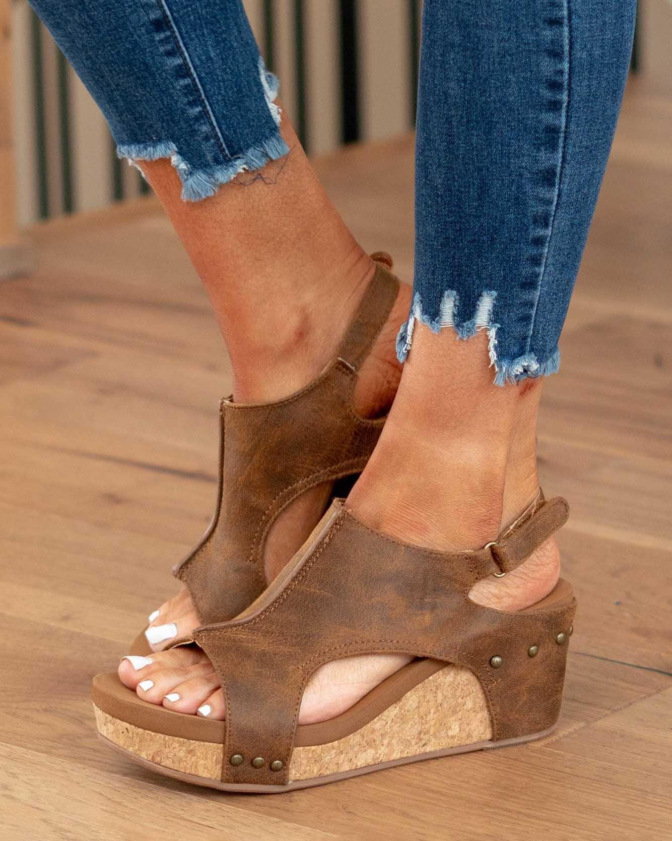 Clearance Vegan Summer Wedge Sandals - Nocini