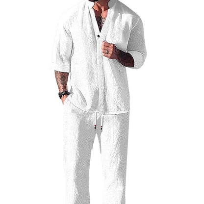 Relaxed Fit Cotton Linen Pants Set for Men - Nocini