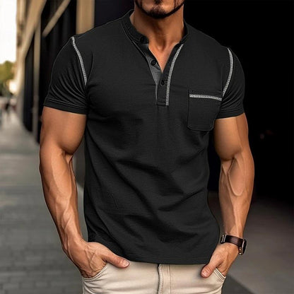 Relaxed Fit Men's Classic Henley Tee Shirt