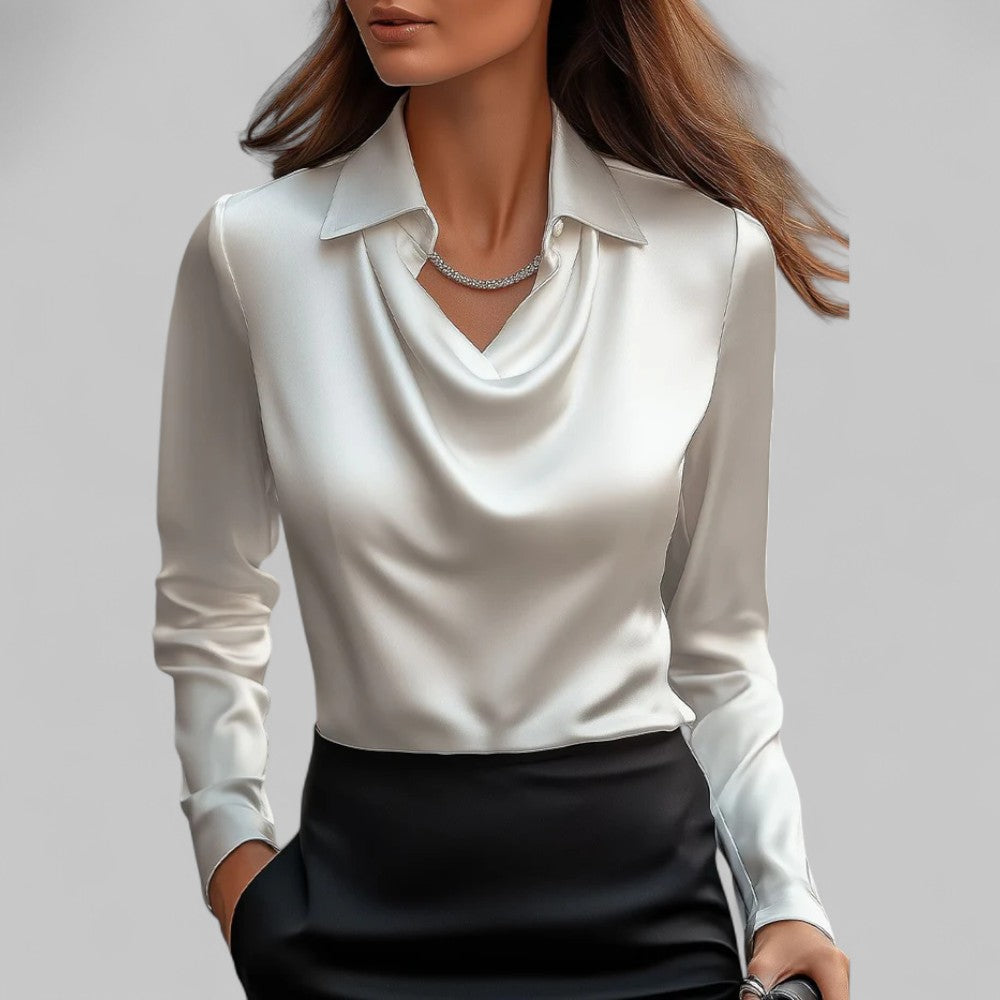 Classic V-Neck Office Blouse for Women - Nocini